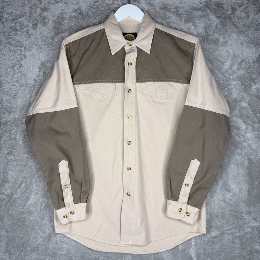 Vtg 90s Cabelas Shooting Shirt Mens Medium Hunting Canvas Button Long Sleeve